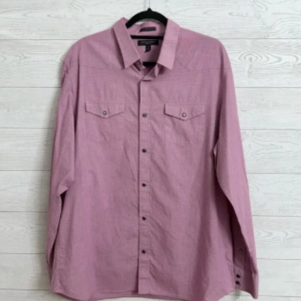 Banana Republic Men’s Slim Fit Red Blend Snap Western Style Shirt. Size XL